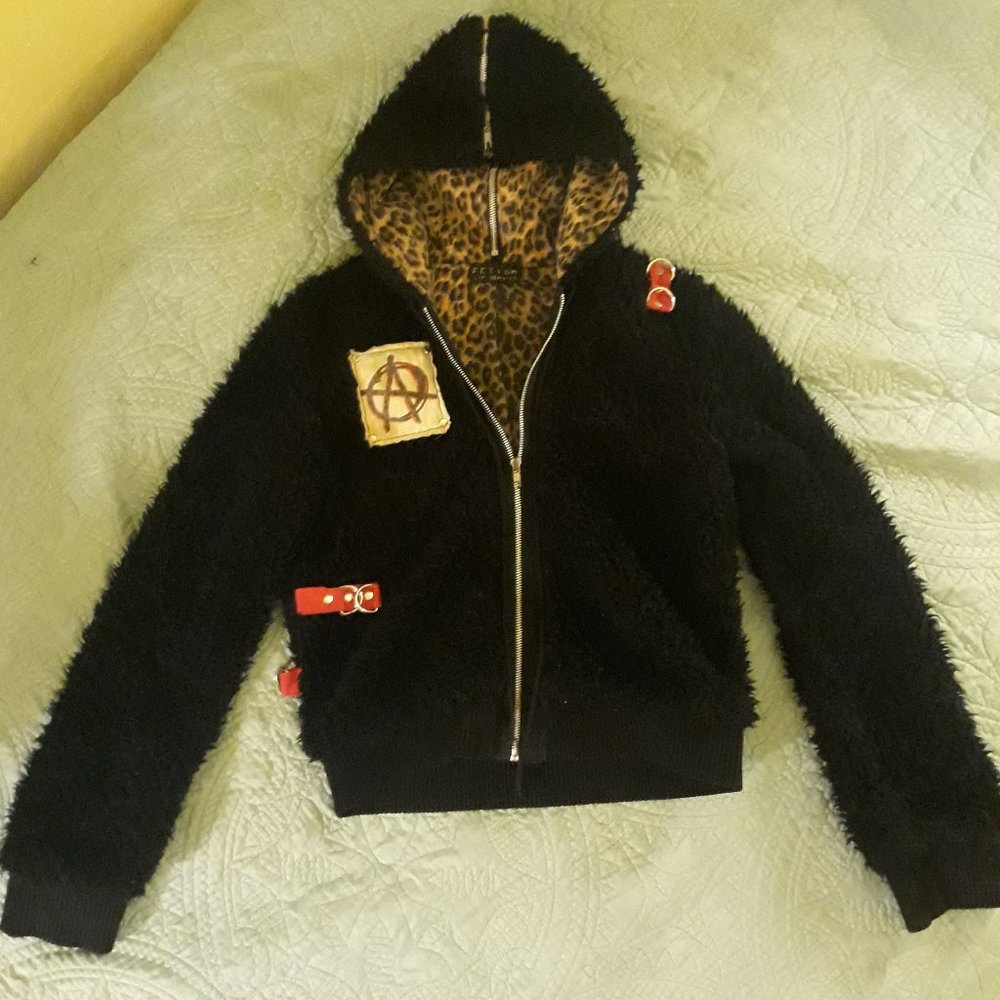 Lip Service Black Faux Fur Punk Coat y2k L